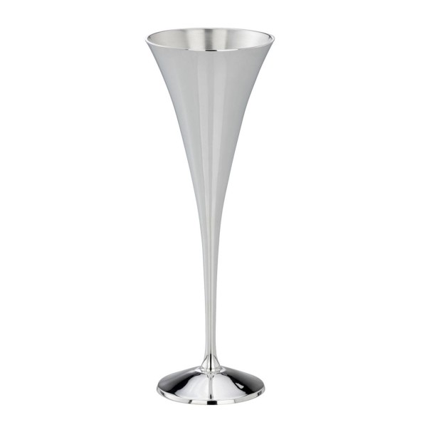 versilbertes Sektglas 22 cm hoch Champagnerkelch glatt poliert Ø 8.0cm