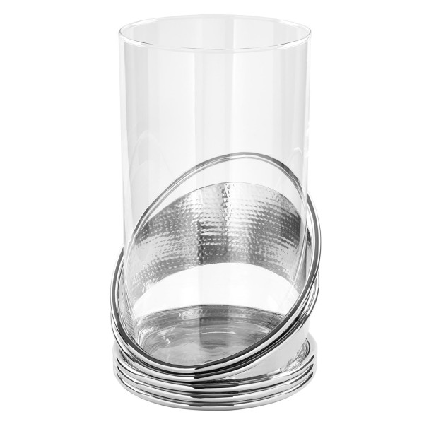 Fink edles Windlicht 30x26 cm aus Glas-Aluminium Kerzenhalter für Stumpenkerzen - Art.-Nr. 159595