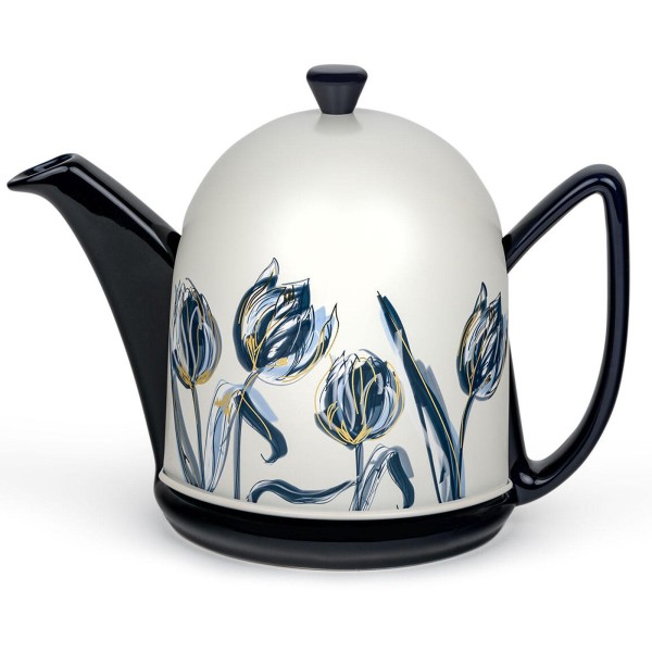Bredemeijer blaue Keramik-Teekanne 1.0 Liter Kanne mit Edelstahlhaube & Teefilter