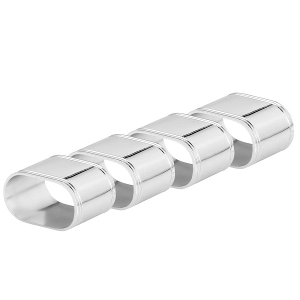 Ovale Serviettenringe-Set 4 Stück versilberte Halter für Stoffservietten je 5 x 3 cm