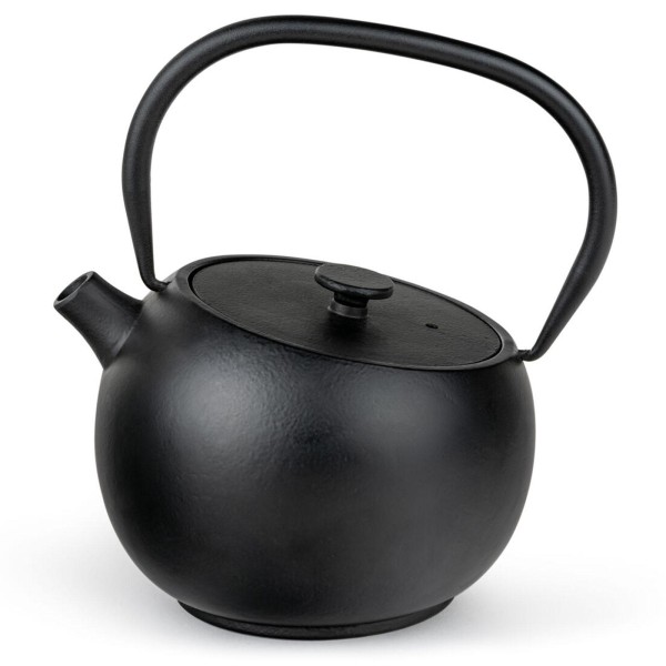 Bredemeijer runde Teekanne 0.75 Liter Gusseisen schwarze Kanne mit Edelstahlfilter