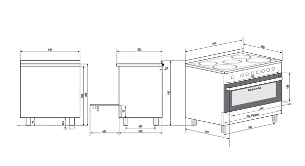 Oranier breiter freistehender XL Edelstahl Elektro Standherd 90 cm DC