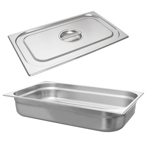 Schneider GN-Behälter 1/1 mit Deckel 10 cm tiefer Edelstahl Gastronorm Einsatz ohne Löffelmulde