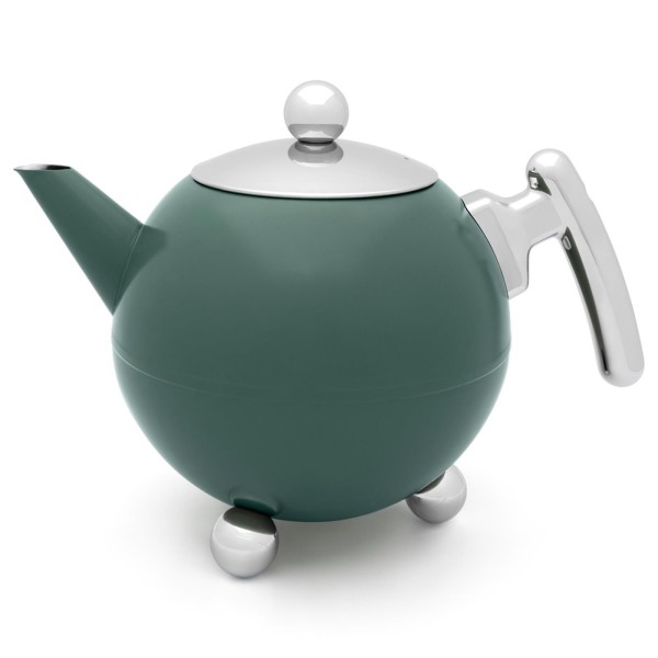 Bredemeijer große doppelwandige Teekanne 1.2 Liter - grüne Edelstahl Kanne