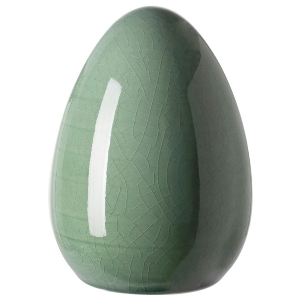 Fink großes Deko-Osterei 13 cm aus Krakelee-Keramik grün stehendes Dekoei - Art.-Nr. 129061