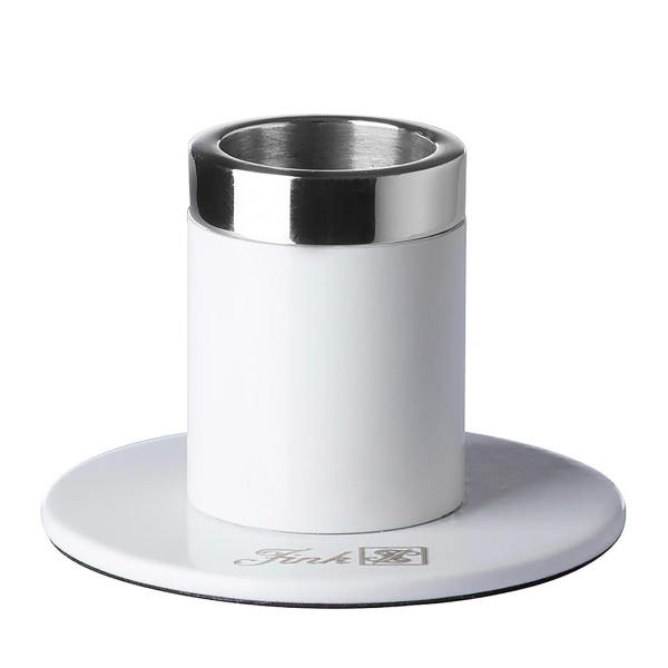 Fink Kerzenhalter für 1 Stabkerze 5 x Ø 8 cm Aluminium weiß pulverbeschichteter Kerzenleuchter - Art.-Nr. 140271