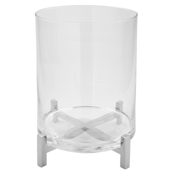 Fink Windlicht mit Glas 35 cm Stumpenkerzenhalter mit Edelstahl-Gestell & 4 Füßchen - Art.-Nr. 146158