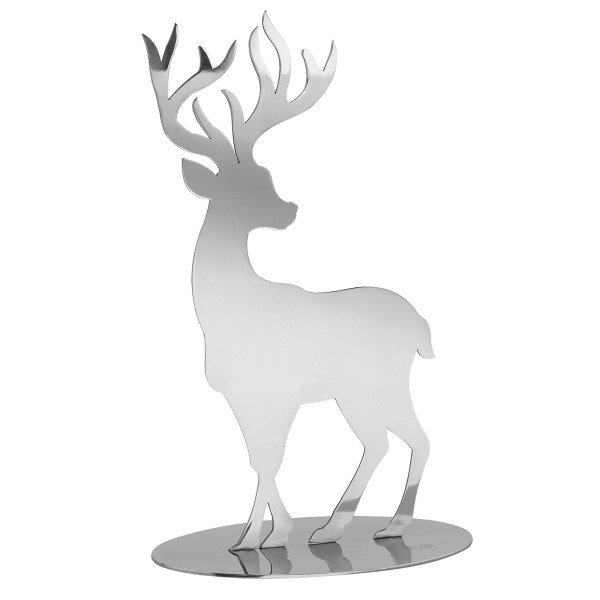 Fink silberner Deko Hirsch 15 cm aus Edelstahl Dekofigur zum Aufstellen - Art.-Nr. 141336