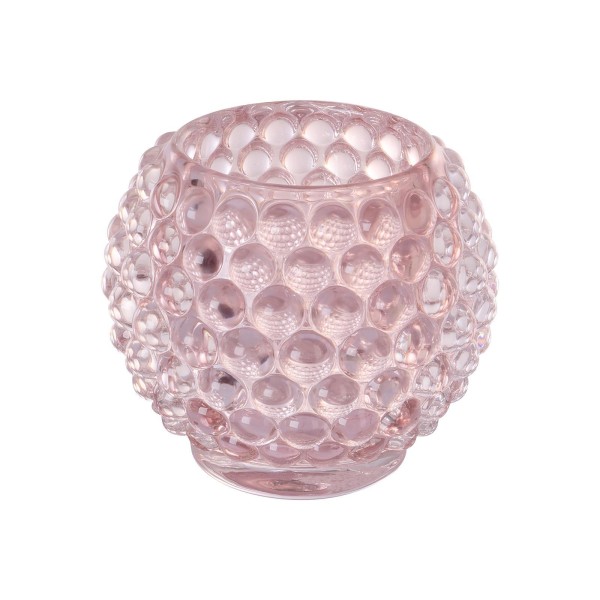 Fink kleiner Glas-Teelichthalter Ø 9 cm rosefarben genoppter Kerzenhalter - Art.-Nr. 116077