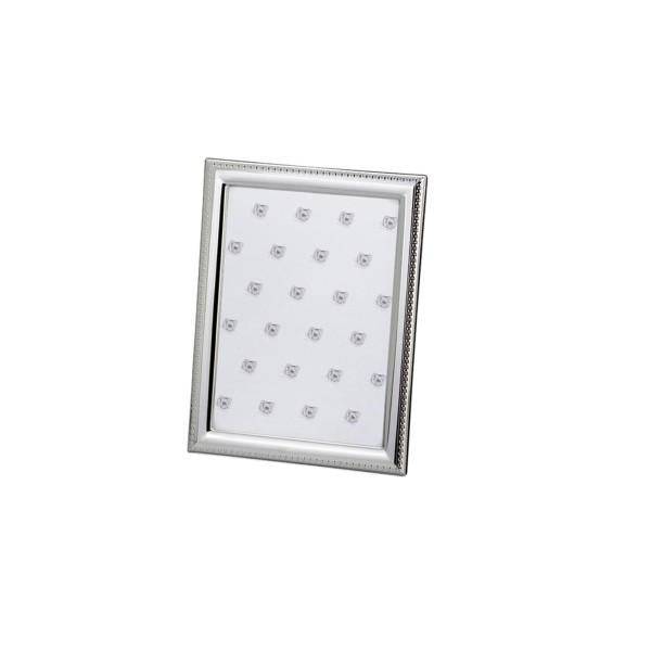 kleiner versilberter Fotorahmen 9 x 13 cm glänzend mit Perlrand - Art.-Nr. 30150ver