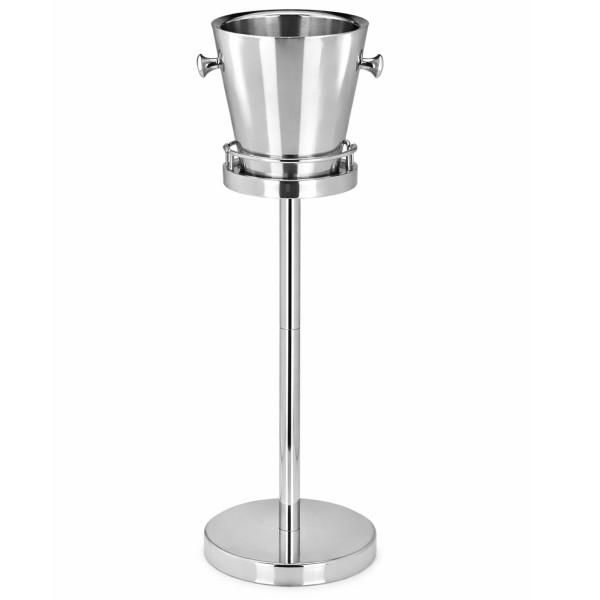 Edelstahl Flaschenkühler Set mit Griffe glatt poliert 23 cm x Ø 23 cm inkl. Ständer 64 cm