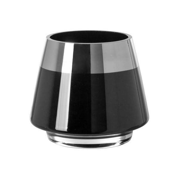 Fink schwarzes Teelichthalter Ø 11 cm aus Glas kleines Windlicht mit silbernem Rand - Art.-Nr. 116002