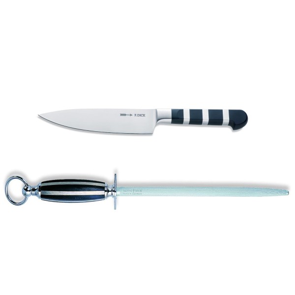 Dick 1905 kleines breites Kochmesser 15 cm & runder Standard Wetzstahl 25 cm