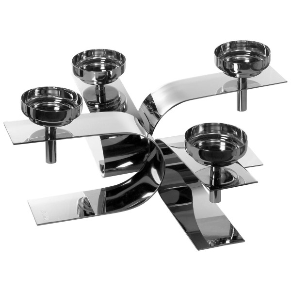 Fink origineller Teelichthalter 42x42 cm 4-flammig Alu vernickelter Kerzenhalter - Art.-Nr. 143094