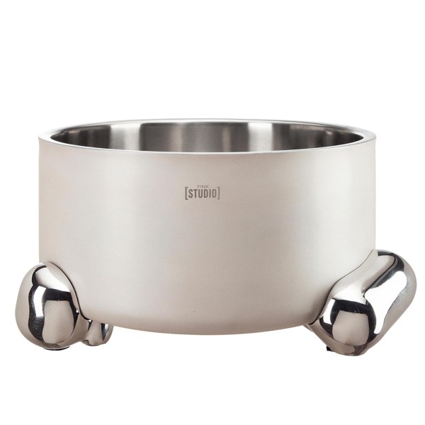 Fink Studio Flaschenkühler Ø 32 cm Edelstahl Aluminium silber-cremeweißer Design Getränkekühler - Art.-Nr. 154256