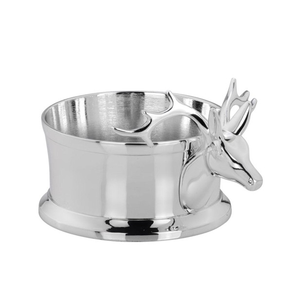 Flaschenständer mit Hirschkopf Ø 14,5 cm versilberter Flaschenhalter für Weinflaschen