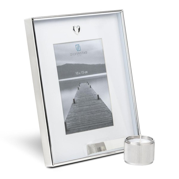 Zilverstad Erinnerungs-Bilderrahmen für 1 Foto 10x15 cm mit Teelichthalter silberner Fotorahmen