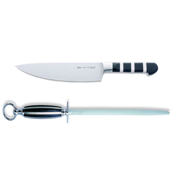 Dick 1905 großes Kochmesser 21 cm & runder Standard Wetzstahl 25 cm