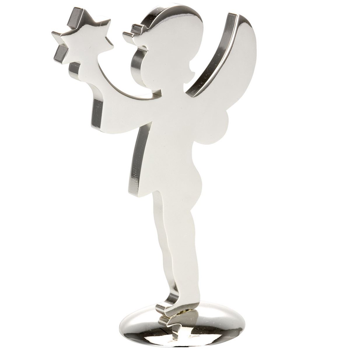 großer glänzender versilberter Deko Engel 13.5 cm hoch | MM-ComSale