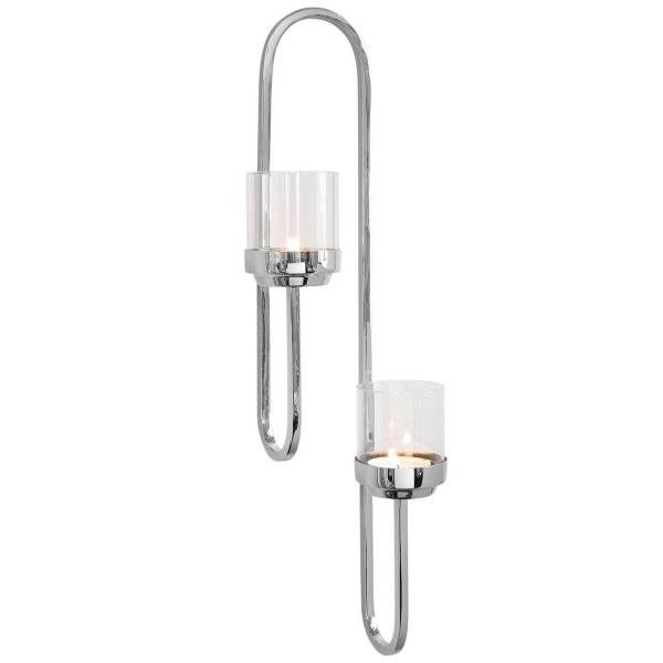 Fink wandhängender Teelichthalter 60 cm 2-flammiger Wand-Kerzenhalter aus Edelstahl - Art.-Nr. 143034