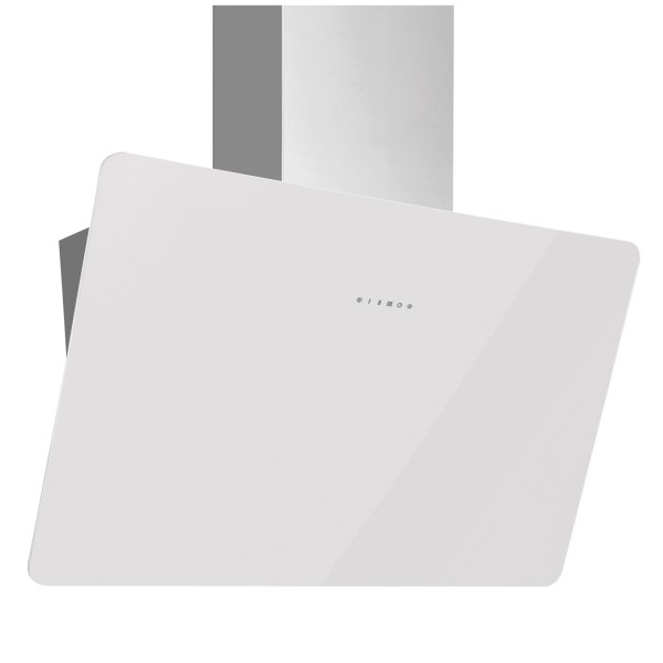 weiße Kopffrei Wandhaube 60 cm Edelstahl Glas