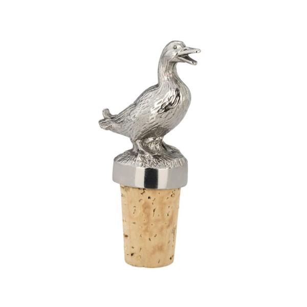 Flaschenkorken aus Edelstahl und Kork 7.8 cm hoch Ø 2.5 cm mit Enten Motiv