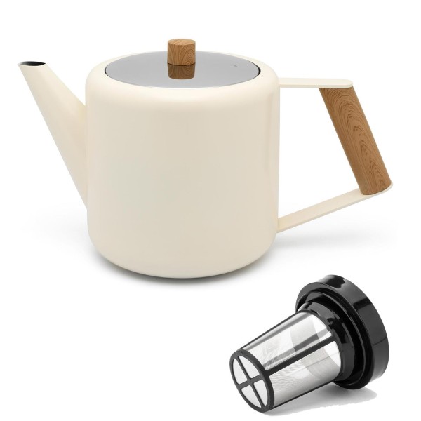 Bredemeijer creme-weiße doppelwandige Edelstahl Teekanne 1.1 L & Zubehör ohne / mit Filter