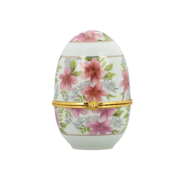 Deko Ei-Dose 8 x Ø 6 cm mit Blumen-Dekor & Goldrand klappbare Deko Mini Schmuckdose