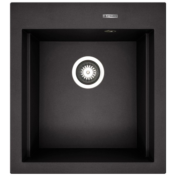 Pyramis kompakte Granitspüle 47x51.5 cm - schwarze Einbauspüle für kleine Küchen