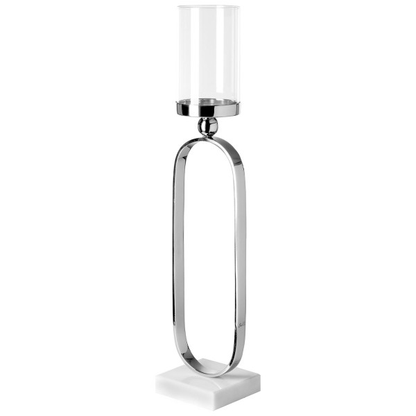 Fink hoher Kerzenhalter aus Edelstahl mit Glas 53 cm 1-flammiger Teelichthalter - Art.-Nr. 142946