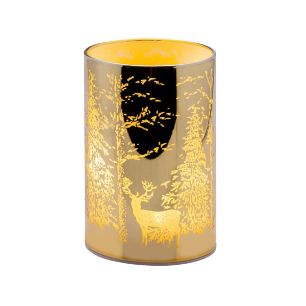 Tisch-Windlicht 11,5 x Ø 7,5 cm schwarzes LED Deko Glaswindlicht & Stimmungslicht