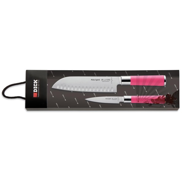 Dick 2-teiliges Messerset mit Santoku & Officemesser rostfreier Stahl Pink Spirit - Art.-Nr. 81797000-79