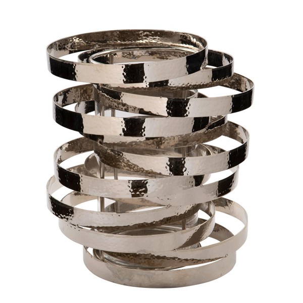 Fink großes Windlicht ohne Glas 30 cm Edelstahl Stumpenkerzenhalter in Ring-Design - Art.-Nr. 146122