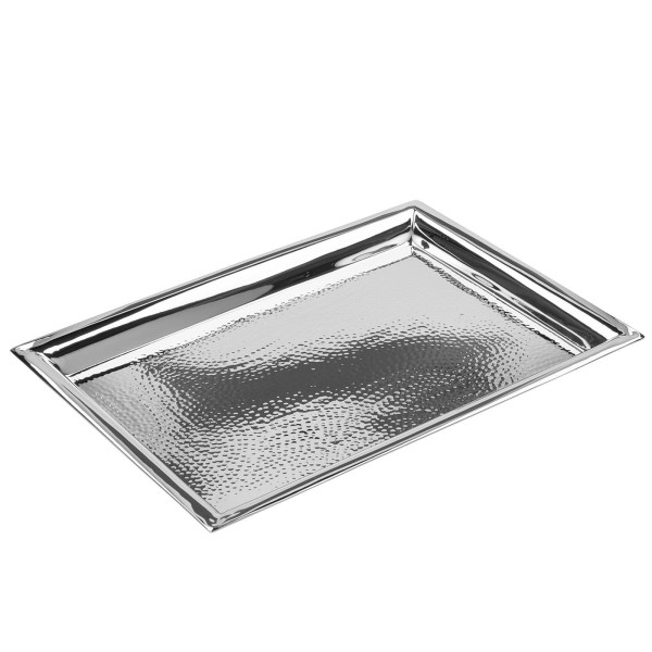 Fink rechteckiges Serviertablett 34x24 cm Edelstahl gehämmert für Obst oder Snacks - Art.-Nr. 155135