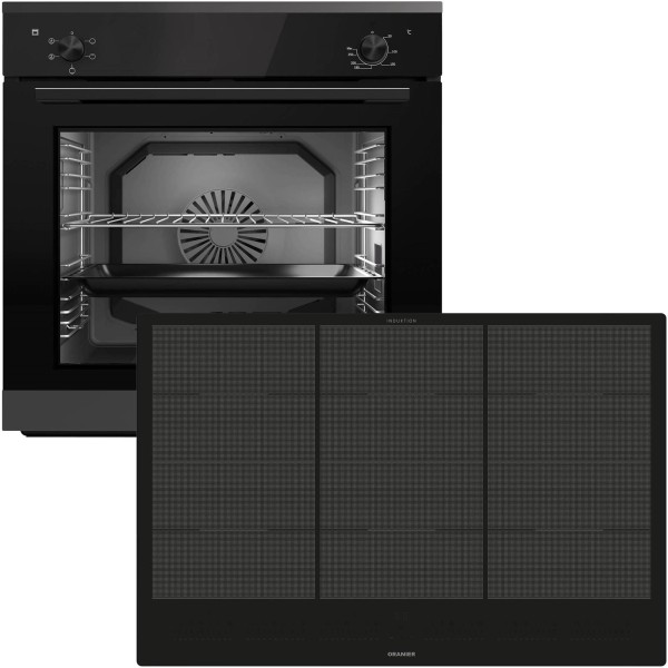 Oranier autarkes Einbau-Backofen Set inkl. 80 cm Flächen-Induktion Kochfeld FLI680 EBS220 Drehknebel