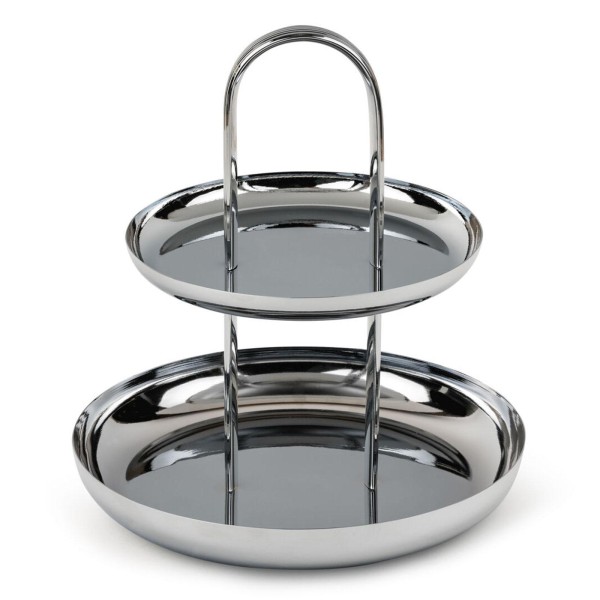 Zilverstad 2-stöckige Etagere 29 x Ø 26 cm silbernes Stufentablett mit Haltegriff