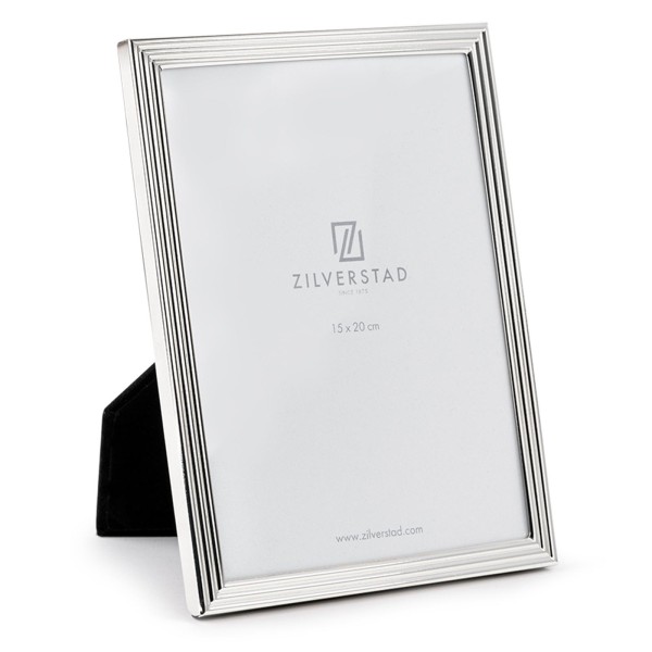 Zilverstad versilberter Bilderrahmen 15x20 cm Linien-Optik Fotorahmen mit Velours-Rückseite