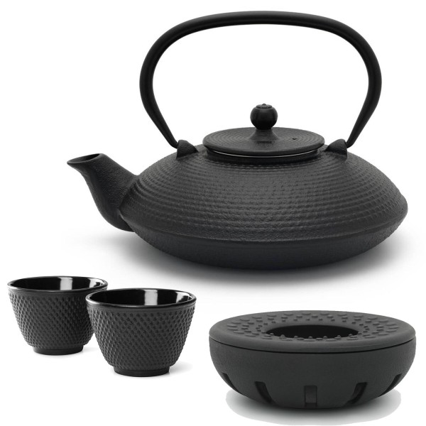 Bredemeijer flache Teekanne Set Yunnan Gusseisen 0.8 L mit Teebecher & Teewärmer 2