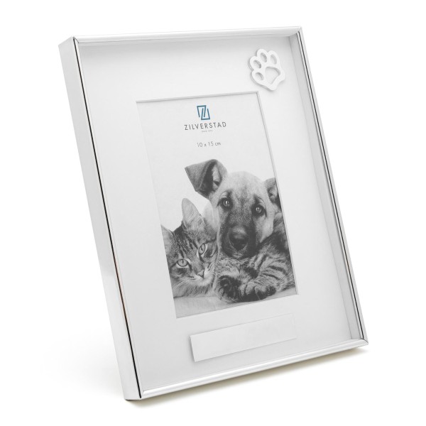 Zilverstad versilberter Fotorahmen 10x15 cm mit Gravurplatte für Tierfotos
