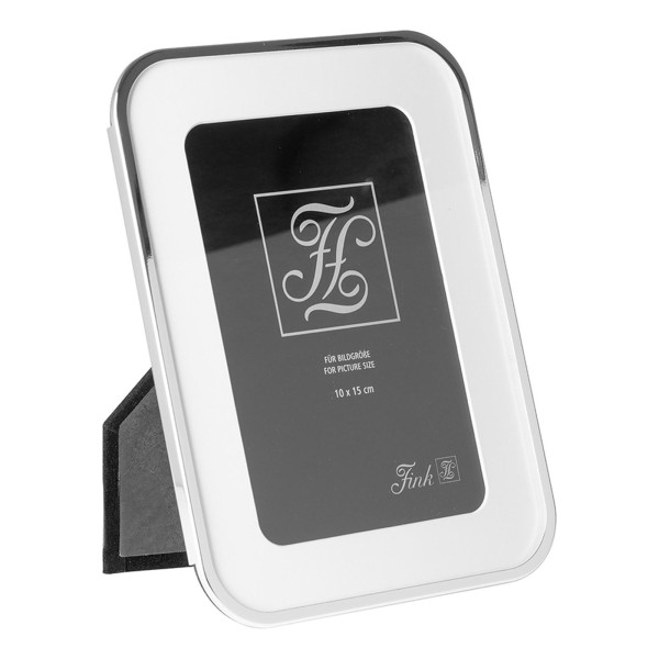 Fink Bilderrahmen 10x15 cm silberner Fotorahmen mit hellem Passepartout & Samtrücken - Art.-Nr. 133104