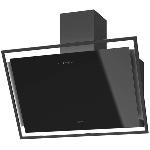 Oranier breite schwarze kopffreie Umluft Wandhaube 90 cm Selena