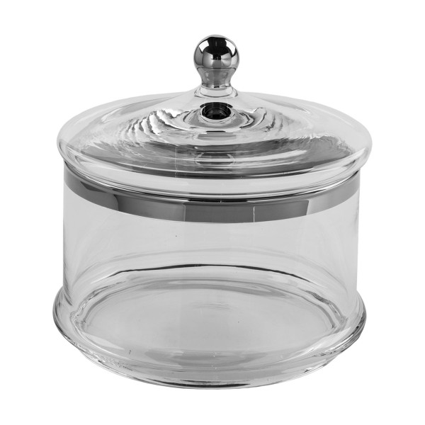 Fink flache Glas-Bonbonniere 20 x 20 cm kleine Keksdose mit Deckel - Art.-Nr. 111024