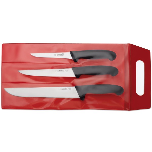 Giesser 3-tlg. Fleischer Messer Set schwarz Schlachtmesser Ausbeinmesser & Stechmesser