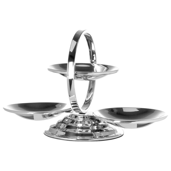 Fink große 3er Etagere 31 cm aus Edelstahl 3-stöckig mit Schalen für Snacks, Nüsse & Obst - Art.-Nr. 155140
