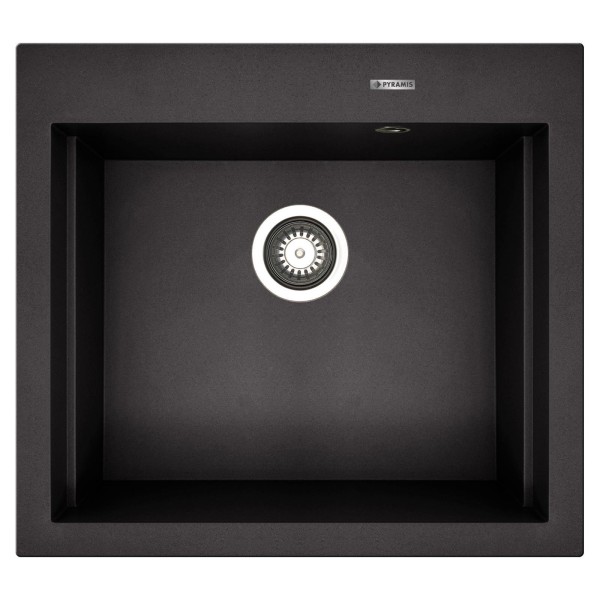 Pyramis kompakte Quarzspüle 57x51.5 cm - schwarze Einbauspüle mit 1 Becken für kleine Küchen