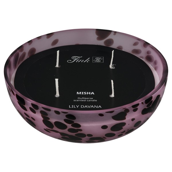 Fink Duftkerze im Glas 7 x Ø 14.5 cm mit 4 Dochten rosa Deko Kerzenhalter in flacher Schalen-Form - Art.-Nr. 172522