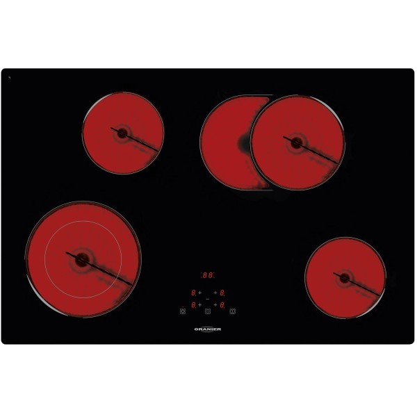 Oranier breites autarkes Glaskeramik Kochfeld 78 cm mit Bräterzone