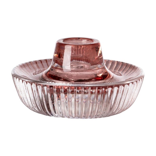 Fink beidseitig verwendbarer Glas-Kerzenhalter Ø 10 cm rose für Teelichter & Stabkerzen - Art.-Nr. 118006