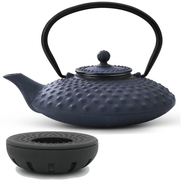 asiatische Teekanne Set Gusseisen Xilin blau & Teewärmer