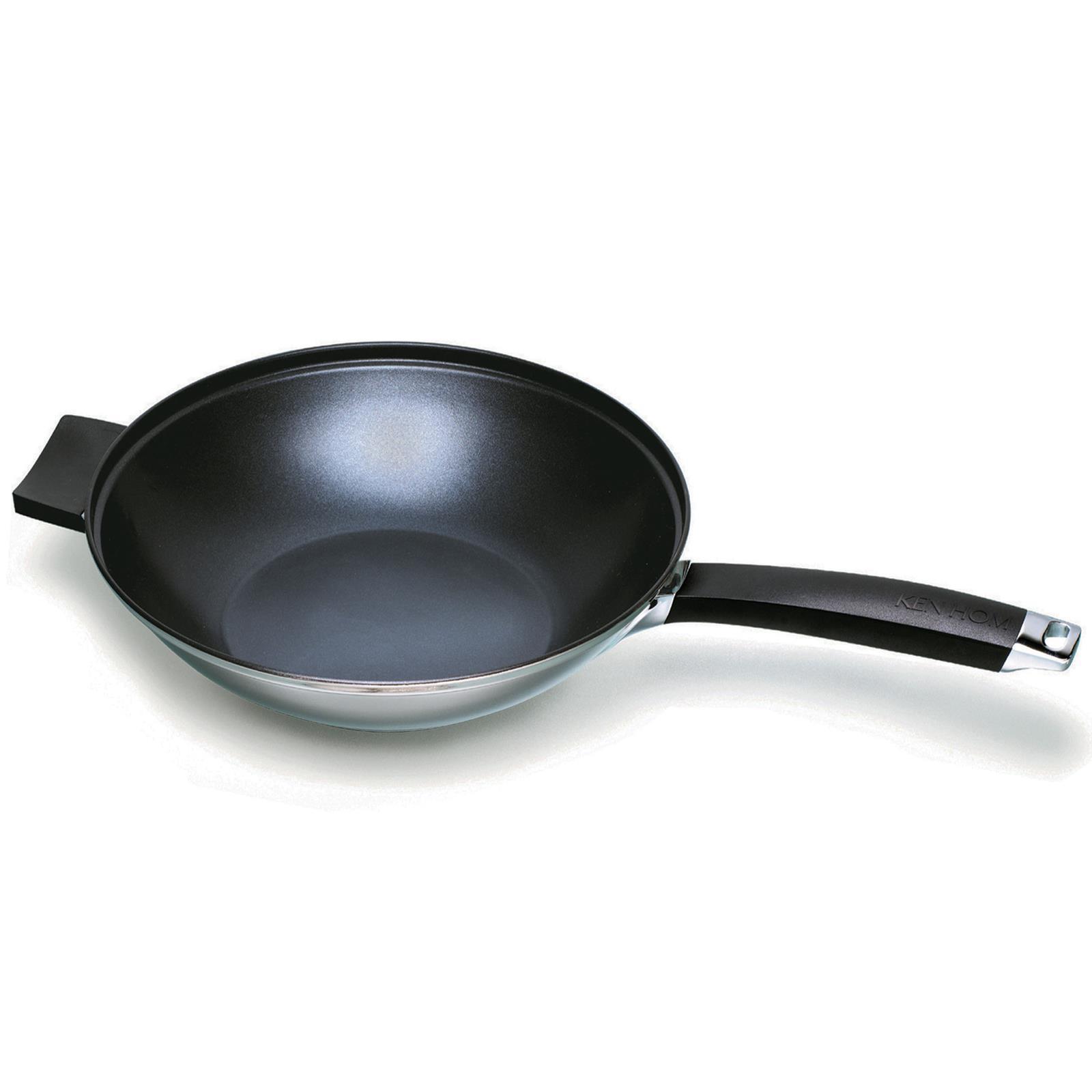 Induktion Wok 3-tlg. Edelstahl Set Dampfkorb | cm 20 Ø Ken Hom Glasdeckel MM-ComSale cm Antihaft 32